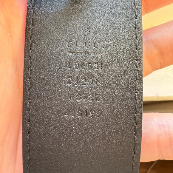 Gucci Authentic Unisex GG Marmont Black Leather Wide Belt Brass Buckle, Sz 80/32 - Picture 11 of 15